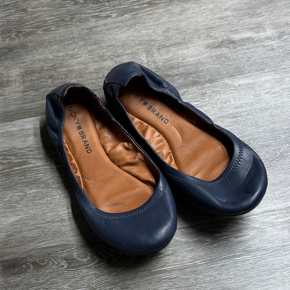 Lucky Brand Women's Navy Leather Flats